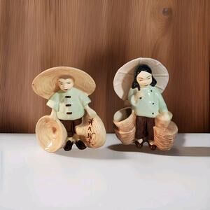 Stewart B McCulloch California Pottery Planters 1950's Hat & Basket Peddlers MCM